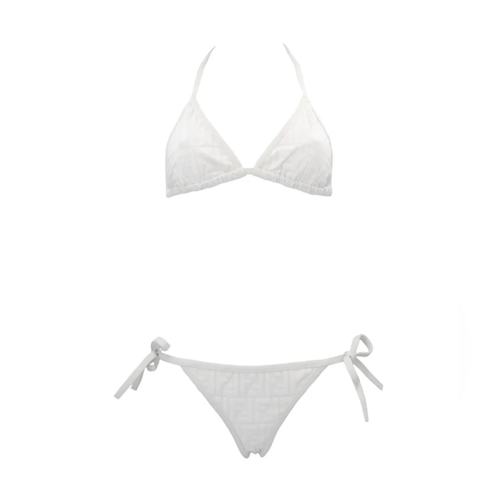 Fendi logo print bikini milk white